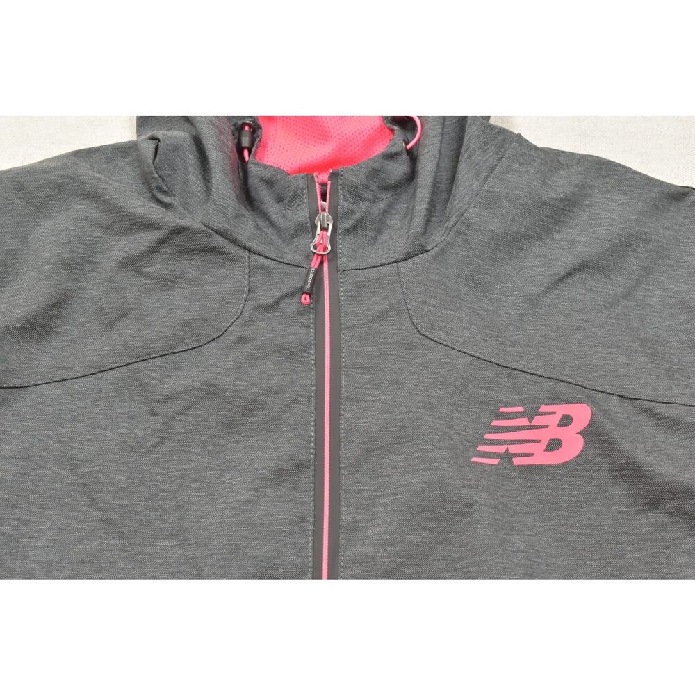 New Balance Women's 3X Gray Pink Full Zip Hooded Windbreaker Jacket Lightweight - Picture 3 of 8